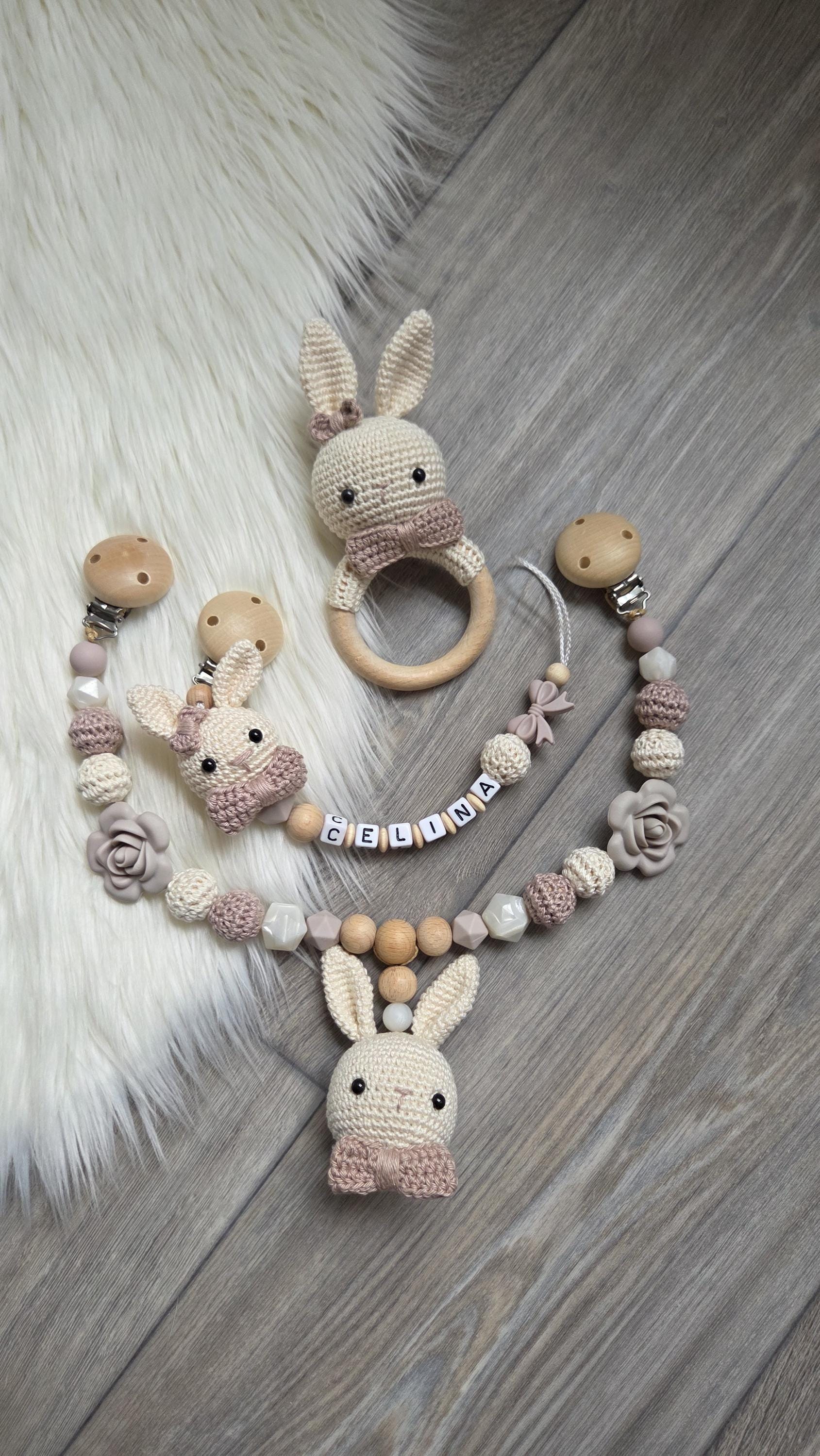 Schnullerkette Hase Mit Namen Kinderwagenkette von Etsy - StaysisShnullerkette
