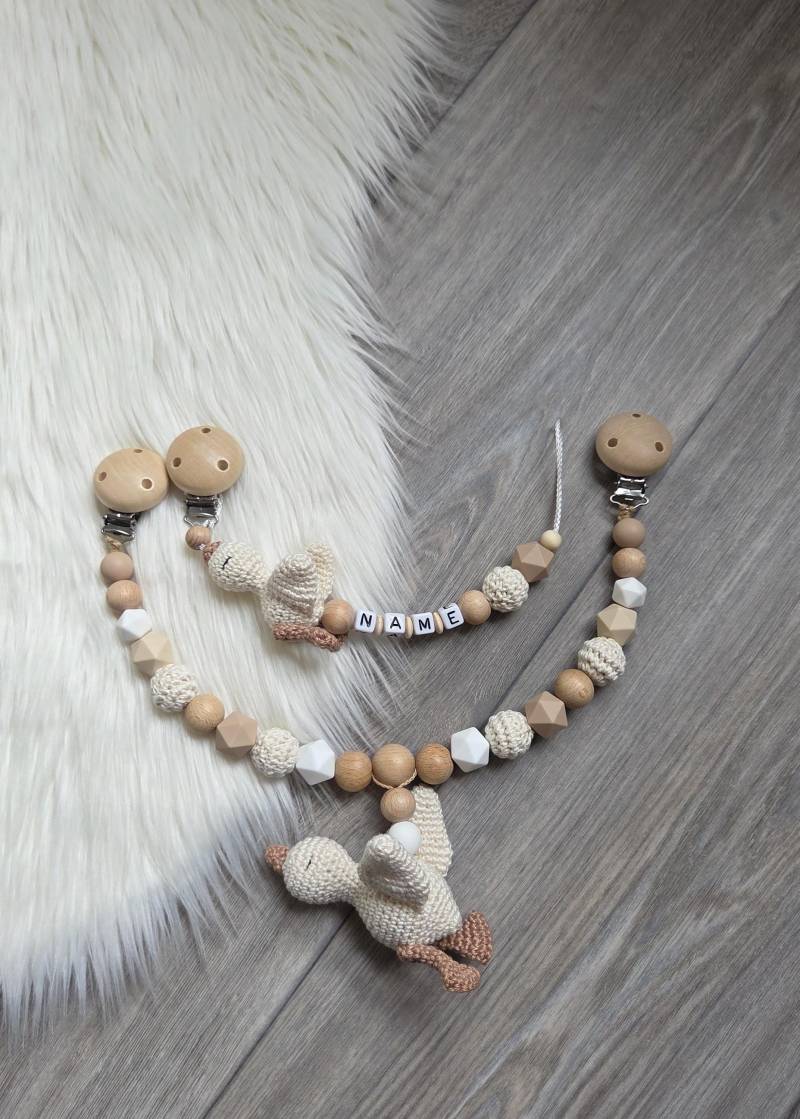 Schnullerkette Mit Namen Gans/Ente Kinderwagenkette, Handarbeit von Etsy - StaysisShnullerkette