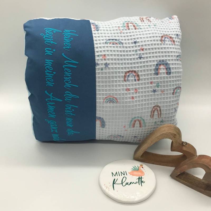 Mini Stillkissen "Regenbogen Blau" Personalisierbar von Etsy - StephisMiniKlamotte