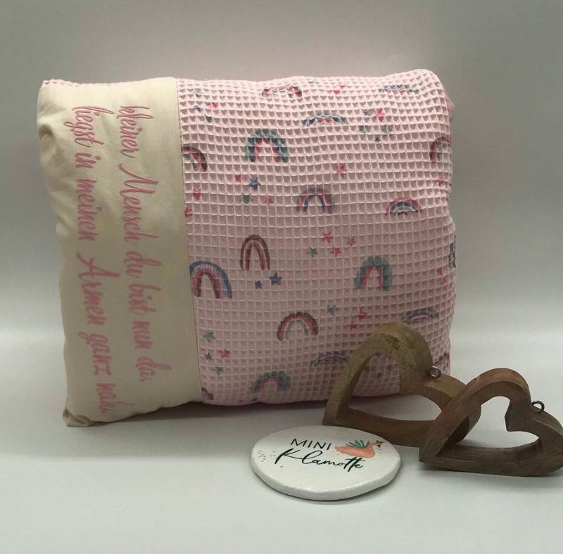 Mini Stillkissen "Regenbogen Rosa" Personalisierbar von Etsy - StephisMiniKlamotte