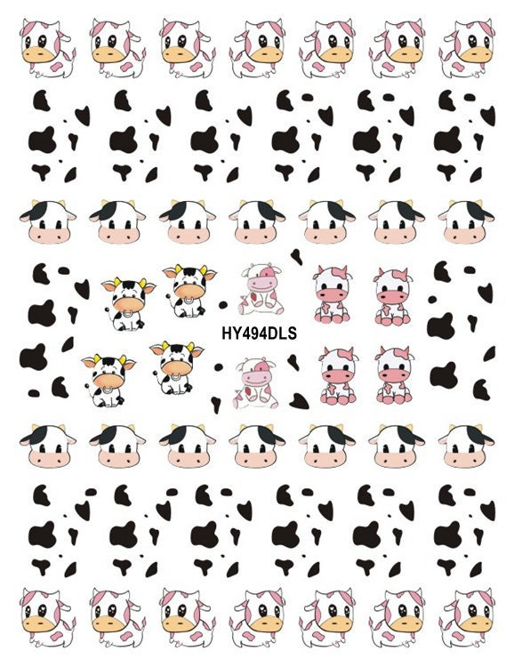 Gepunktete Kuh Leopard Print Muster Kühe Schokolade Bären Kalb Hase Selbstklebende Nail Art Decals Aufkleber Hanyidls von Etsy - StickerRay