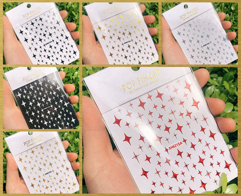 Kleine Sterne Nail Sticker Laser 4-Zackiger Stern Weihnachten Selbstklebende Art Decals | 6 Farben Wgsa von Etsy - StickerRay