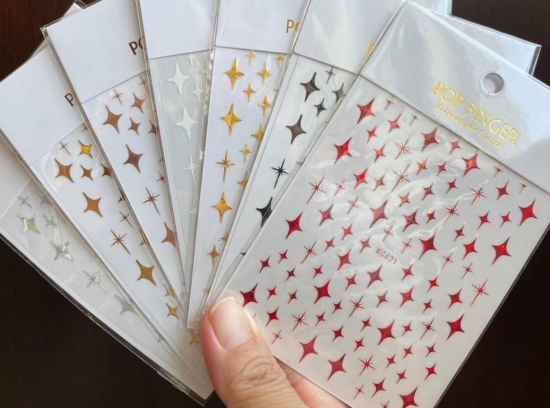 Little Stars Nail Sticker Laser 4-Zackiger Stern Weihnachten Selbstklebende Art Decals | 6 Farben Wgsa von Etsy - StickerRay