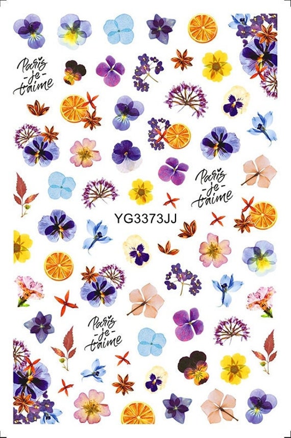 Lila Blumen Nail Art Sticker Decals Floral Schmetterling Gänseblümchen Blume Vögel Rose Selbstklebend Xfjj von Etsy - StickerRay