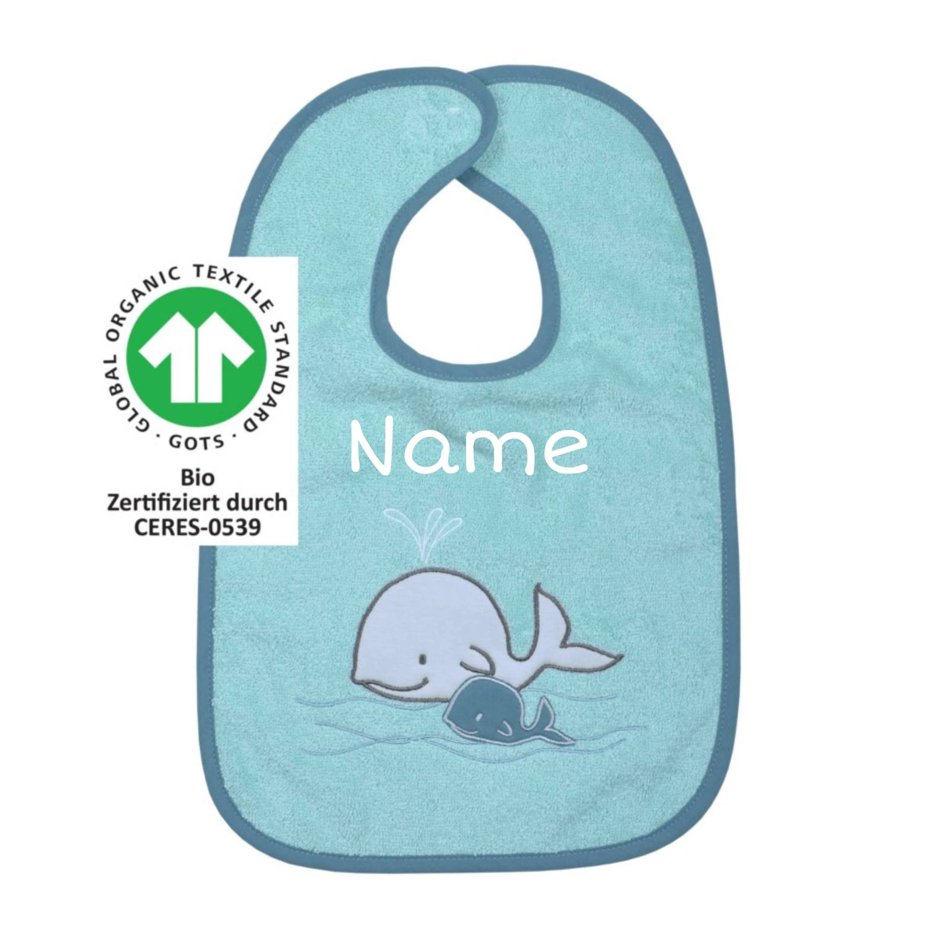 Baby Lätzchen Mit Name Bestickt Klettverschluss | Wal Minze von Etsy - SticklingDE