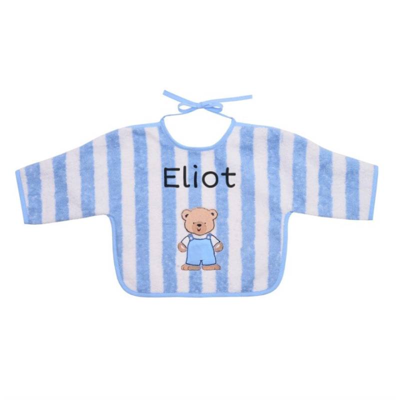 Langarm Lätzchen Baby Bestickt Mit Namen | Hellblau Gestreift Langarm Lätzchen Baby Bestickt Mit Namen | Hellblau Gestreift von Etsy - SticklingDE