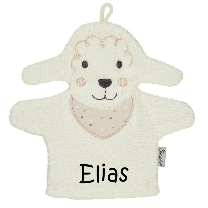 sterntaler Waschlappen Bestickt Mit Namen | Schaf Flocke Ecru von Etsy - SticklingDE