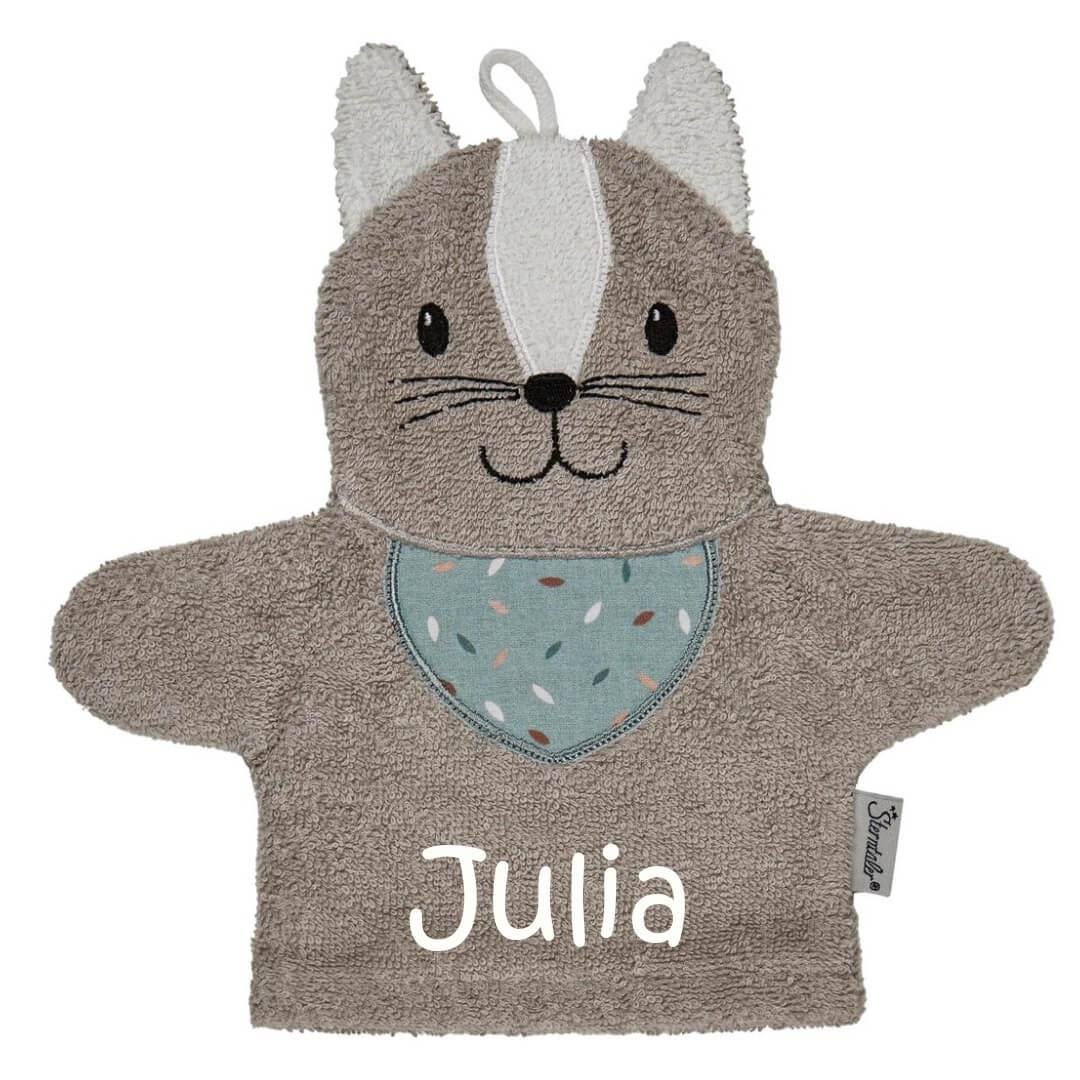 sterntaler Waschlappen Mit Namen Personalisiert | Katze Lilly Grau von Etsy - SticklingDE