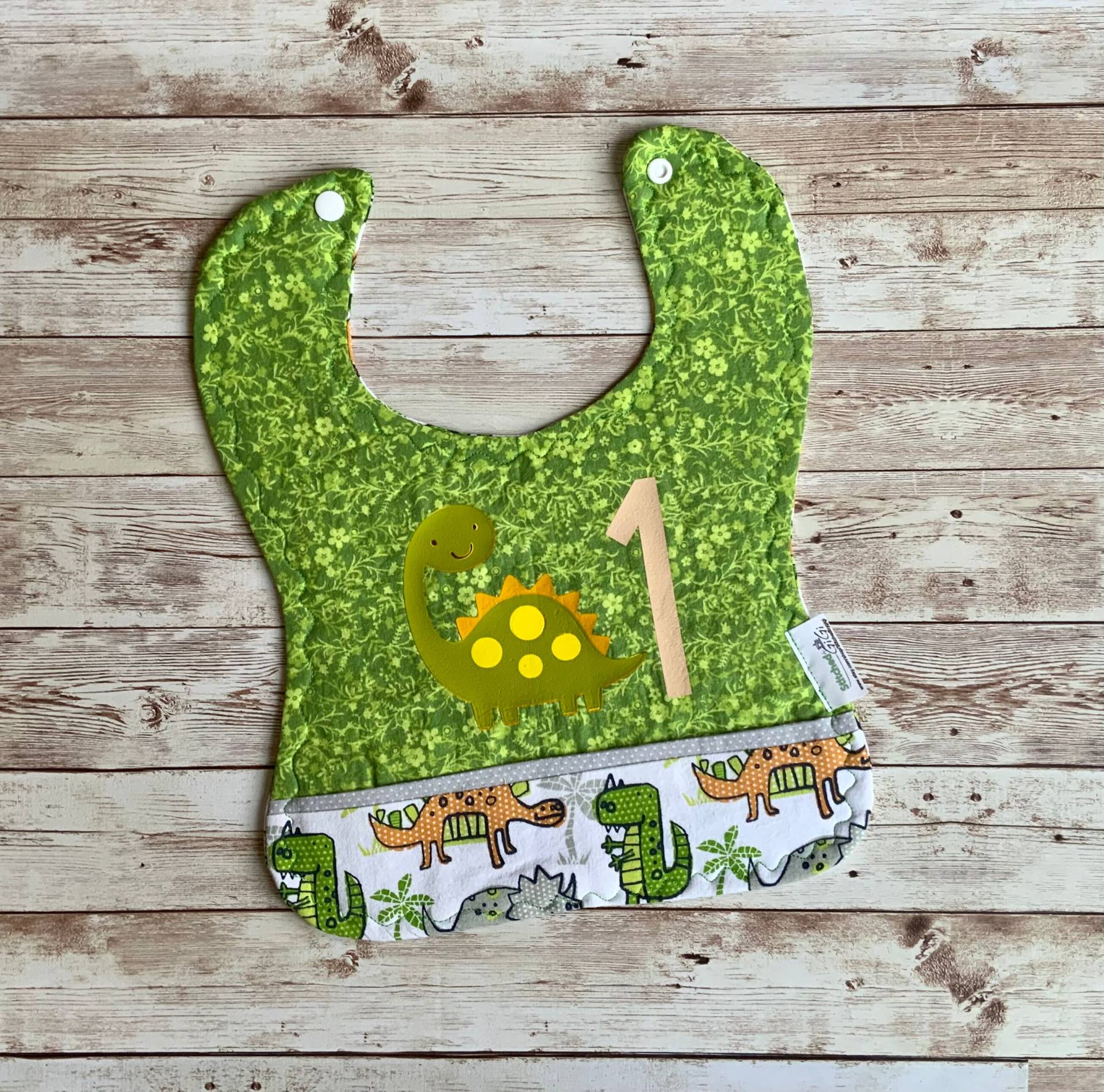 Handgemachtes Dinosaurier Lätzchen, 1 Geburtstag, Jahr Party von Etsy - Stitchedbygigi