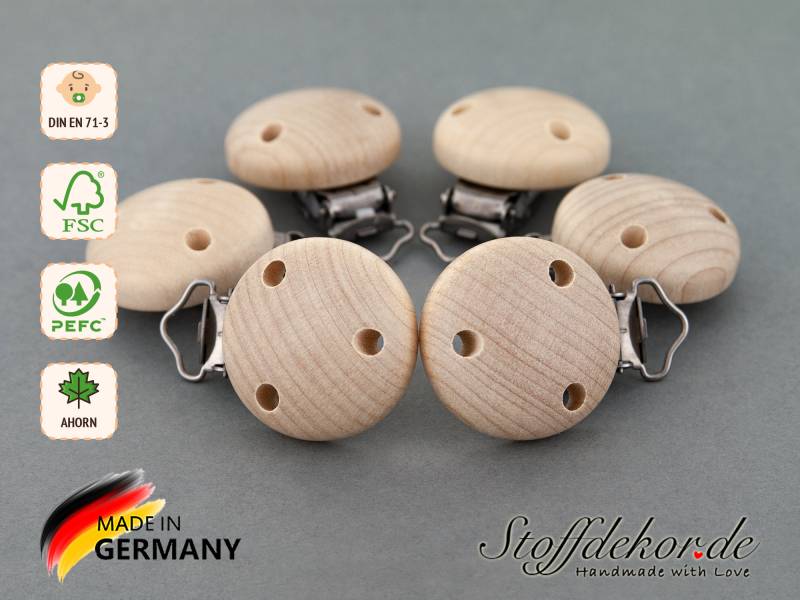 Holzclip Schnullerclip Baby-Clip Schnullerkettenclip Anhängerclip Clip Babyketten Maxi-Cosi Anhänger Schnullerketten Spielketten von Etsy - Stoffdekor