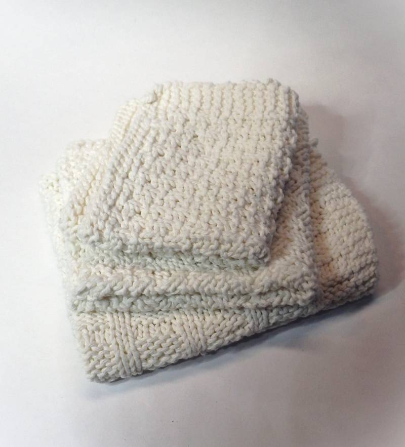 Gestrickter Lappen Küchenlappen Waschlappen Handgestrickt Einzelstück Weiß 100% Baumwolle Nachhaltig Waschbar von Etsy - Strickgemuesemonster