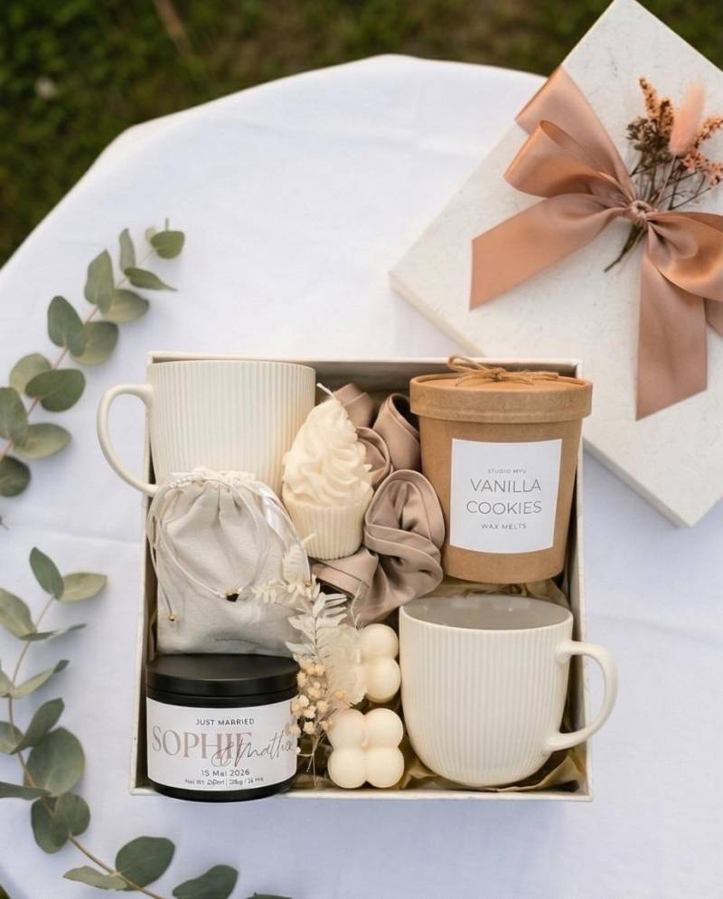 Hochzeitsgeschenk Box Personalisiert | Geschenk Zur Hochzeit Brautpaar Kerze Mit Namen Geschenkbox Elegant von Etsy - StudioMyu