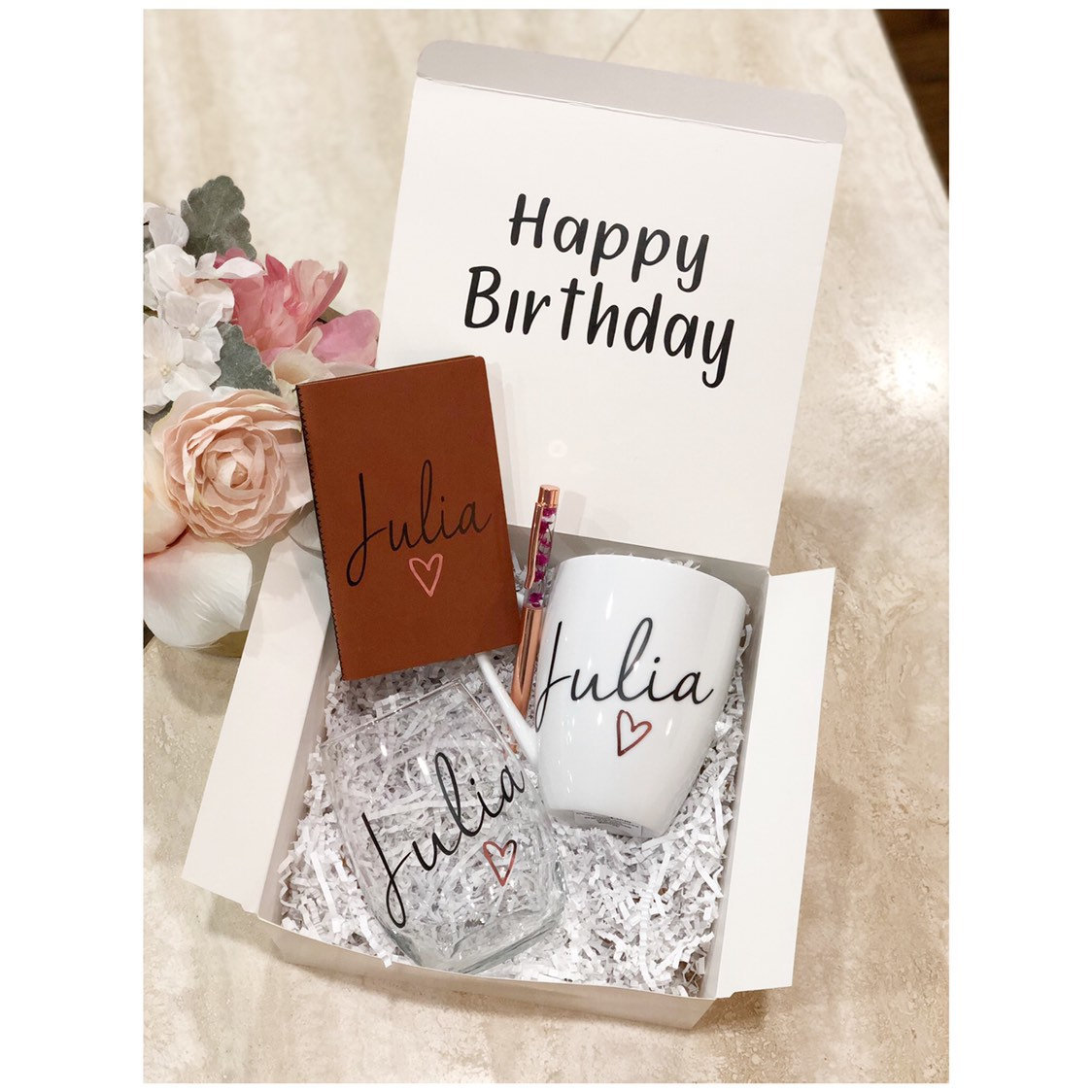 Alles Gute Zum Geburtstag Personalisierte Geschenkbox, Becher Und Wein, Geburtstagsgeschenk, Benutzerdefinierte Geburtstagsgeschenkbox von Etsy - SufisBoutique