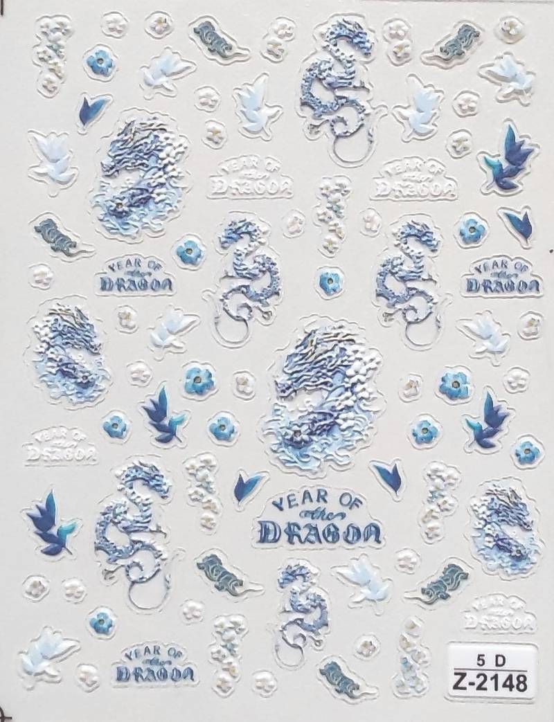 3D Nail Aufkleber /Drache Blau 2148/Kreative Nägel Gestaltung/Selbstklebend von Etsy - Sumkiste
