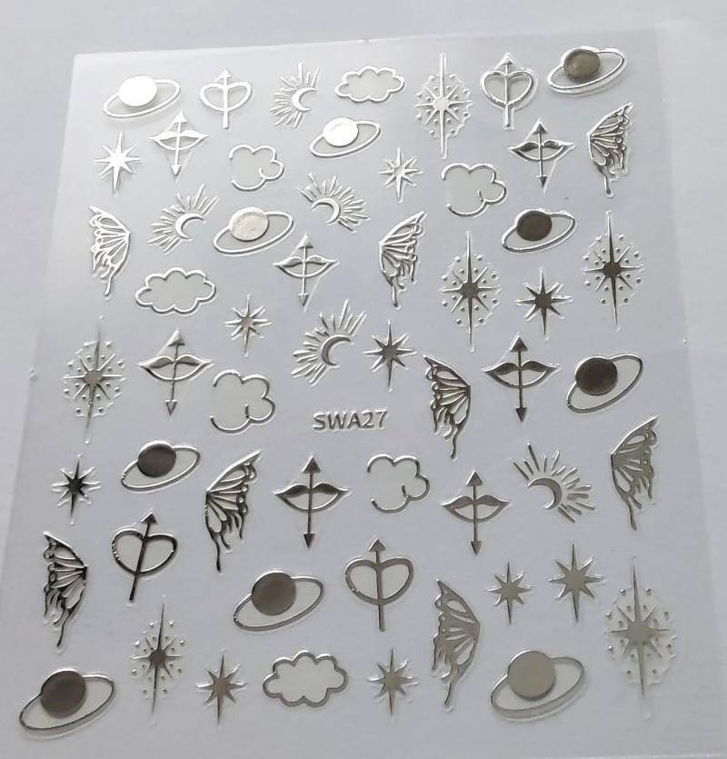 Nail Aufkleber/ Swa27 Silber/Kreative Nägel Gestaltung/Selbstklebend von Etsy - Sumkiste