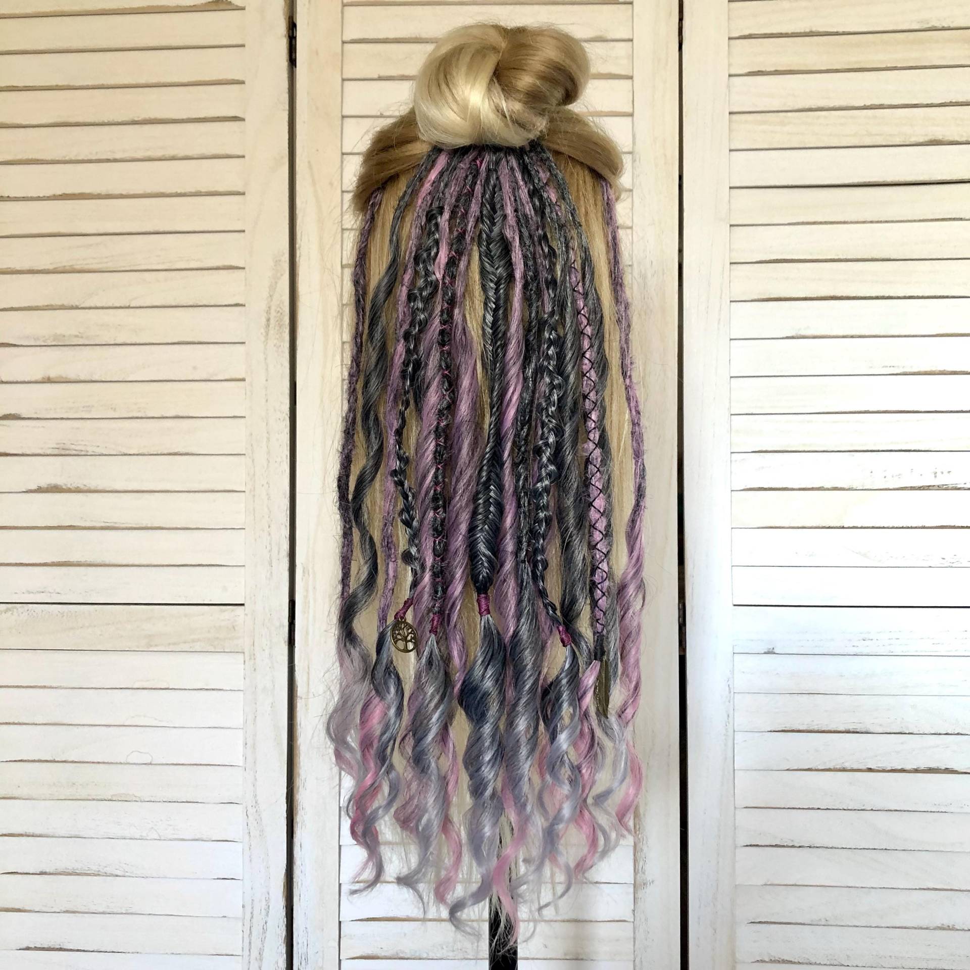 Dreadfall Set Ombré Grau Pink 50 cm Lang Dreadfall Set Ombré Grau Pink 50 cm Lang von Etsy - SunnyDreadlocks