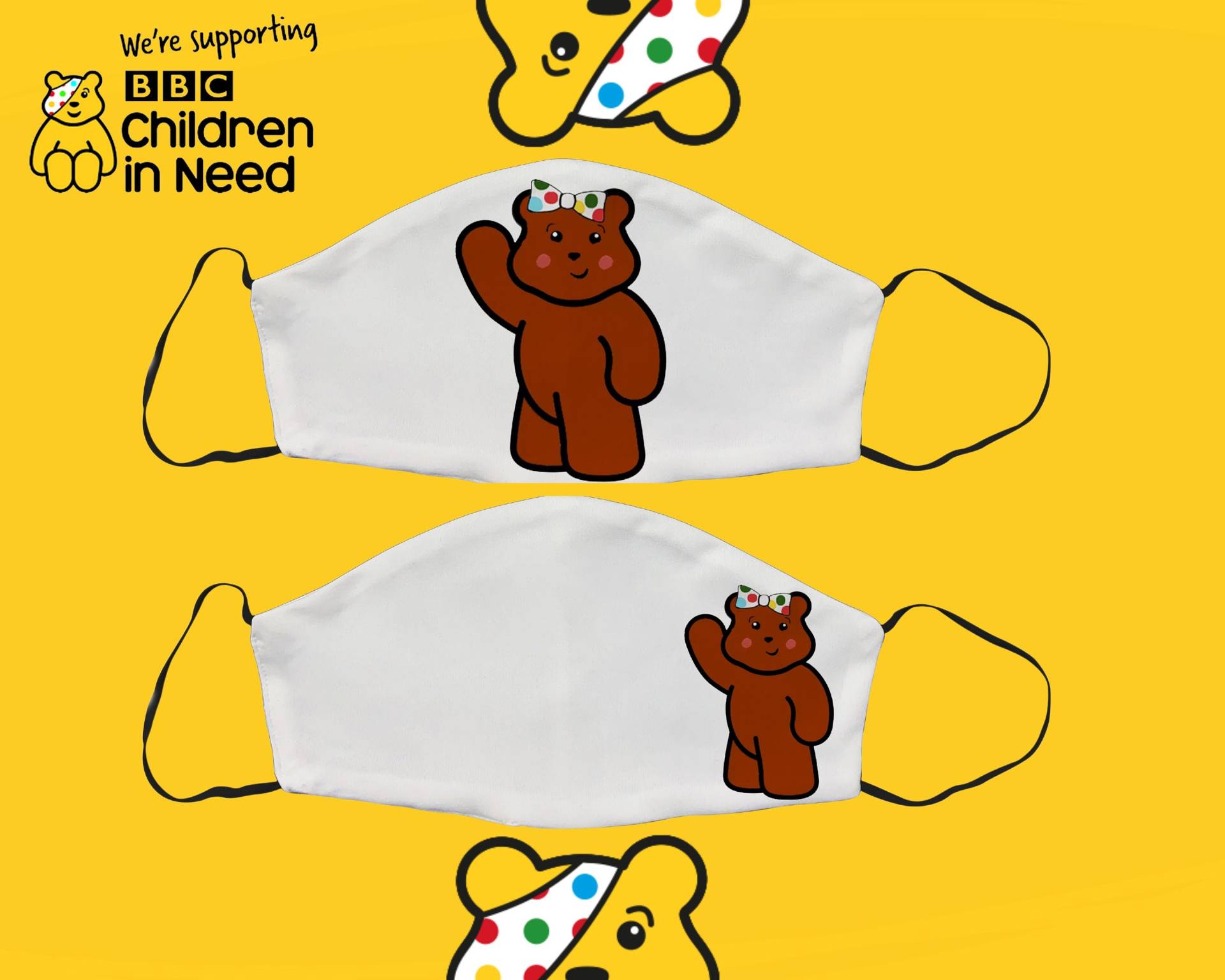 Plüschbär Maske, Pudsey Kinder in Not, Spotty Day Gesichtsmaske, Baumwolle, Charity, Verstellbare Gesichtsbedeckung, Filtertasche Erwachsene Maske Uk Plüschbär Maske, Pudsey Kinder in Not, Spotty Day Gesichtsmaske, Baumwolle, Charity, Verstellbare Gesichtsbedeckung, Filtertasche Erwachsene Maske Uk von Etsy - SupaCustom