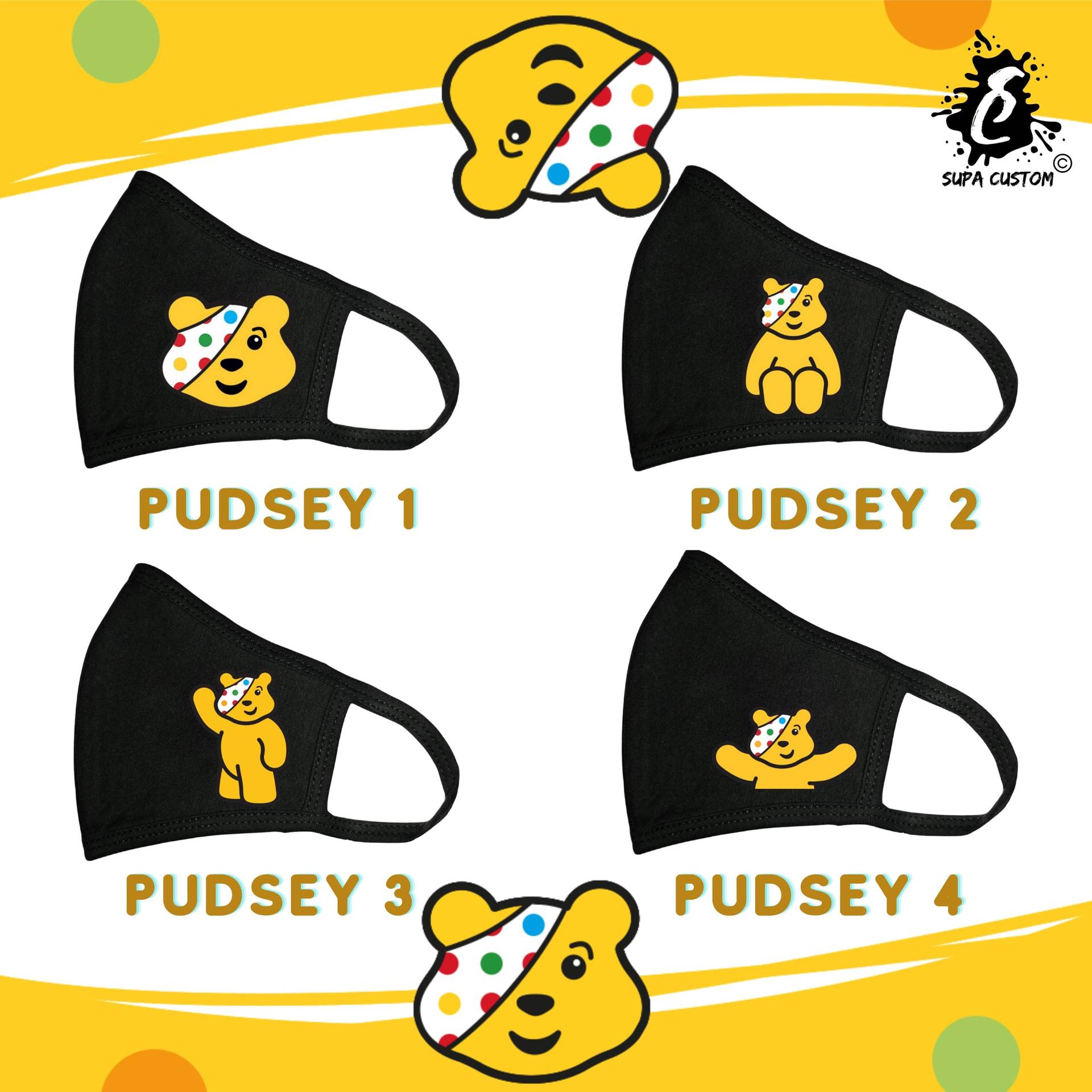 Pudsey Maske, Kinder in Not Gesichtsmaske, Baumwolle Charity Kindermaske, Gesichtsbedeckung, Erwachsene Gesichtsmaske Geschenk Uk Pudsey Maske, Kinder in Not Gesichtsmaske, Baumwolle Charity Kindermaske, Gesichtsbedeckung, Erwachsene Gesichtsmaske Geschenk Uk von Etsy - SupaCustom