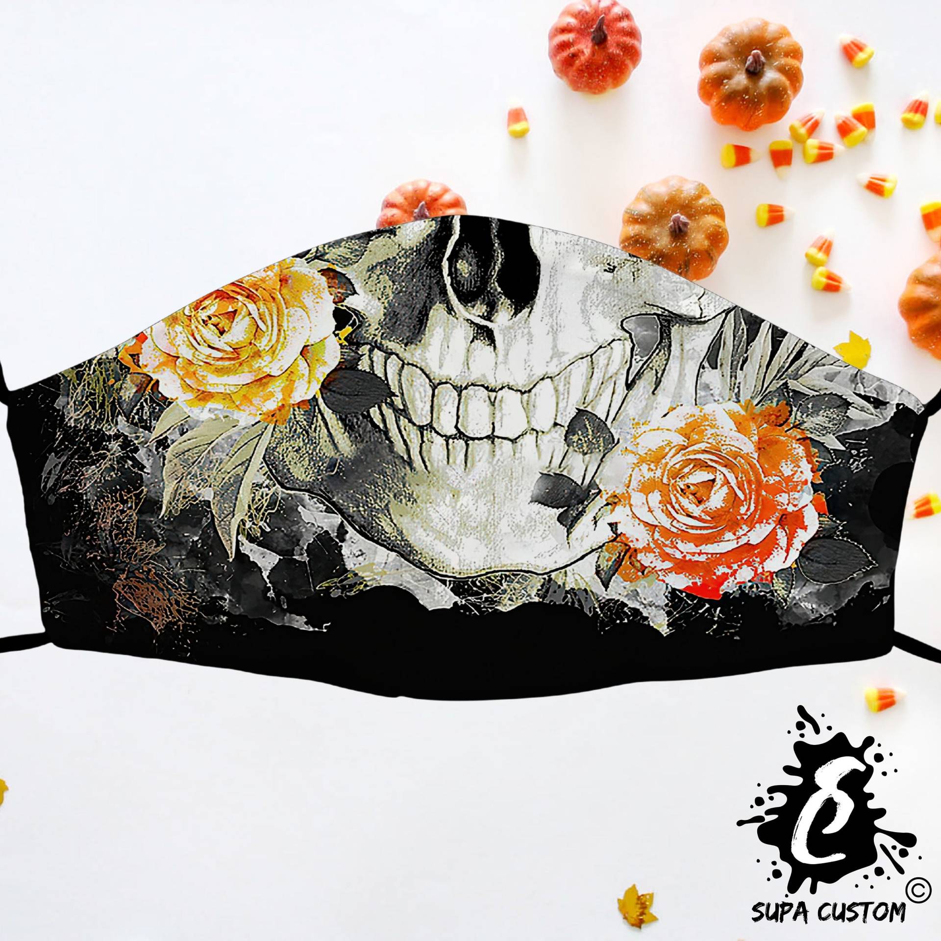 Totenkopf Und Rosen Gesichtsmaske. Verstellbare Gesichtsbedeckung Mit Filtertasche. Kürbis Gesichtsmasken. Baumwolle Waschbare Wiederverwendbare Totenkopf Und Rosen Gesichtsmaske. Verstellbare Gesichtsbedeckung Mit Filtertasche. Kürbis Gesichtsmasken. Baumwolle Waschbare Wiederverwendbare von Etsy - SupaCustom