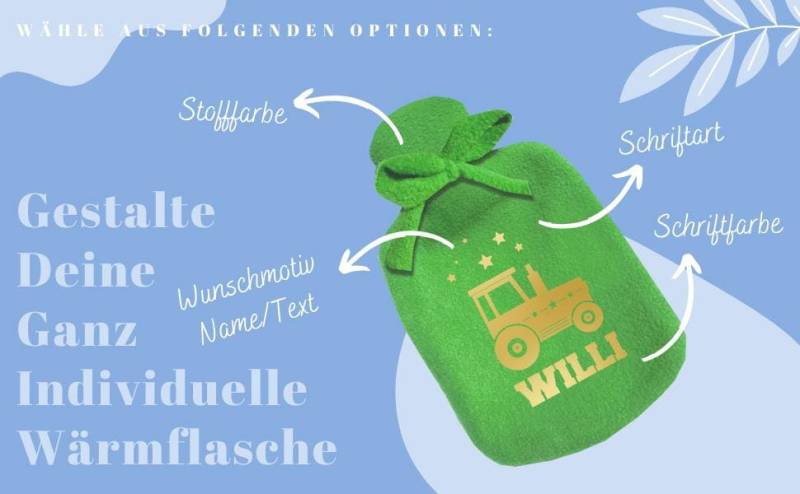 Personalisierbare Wärmflasche Mit Fleecebezug Wunschmotiv Und Name Individuell in Verschiedenen Farben von Etsy - SupaRina