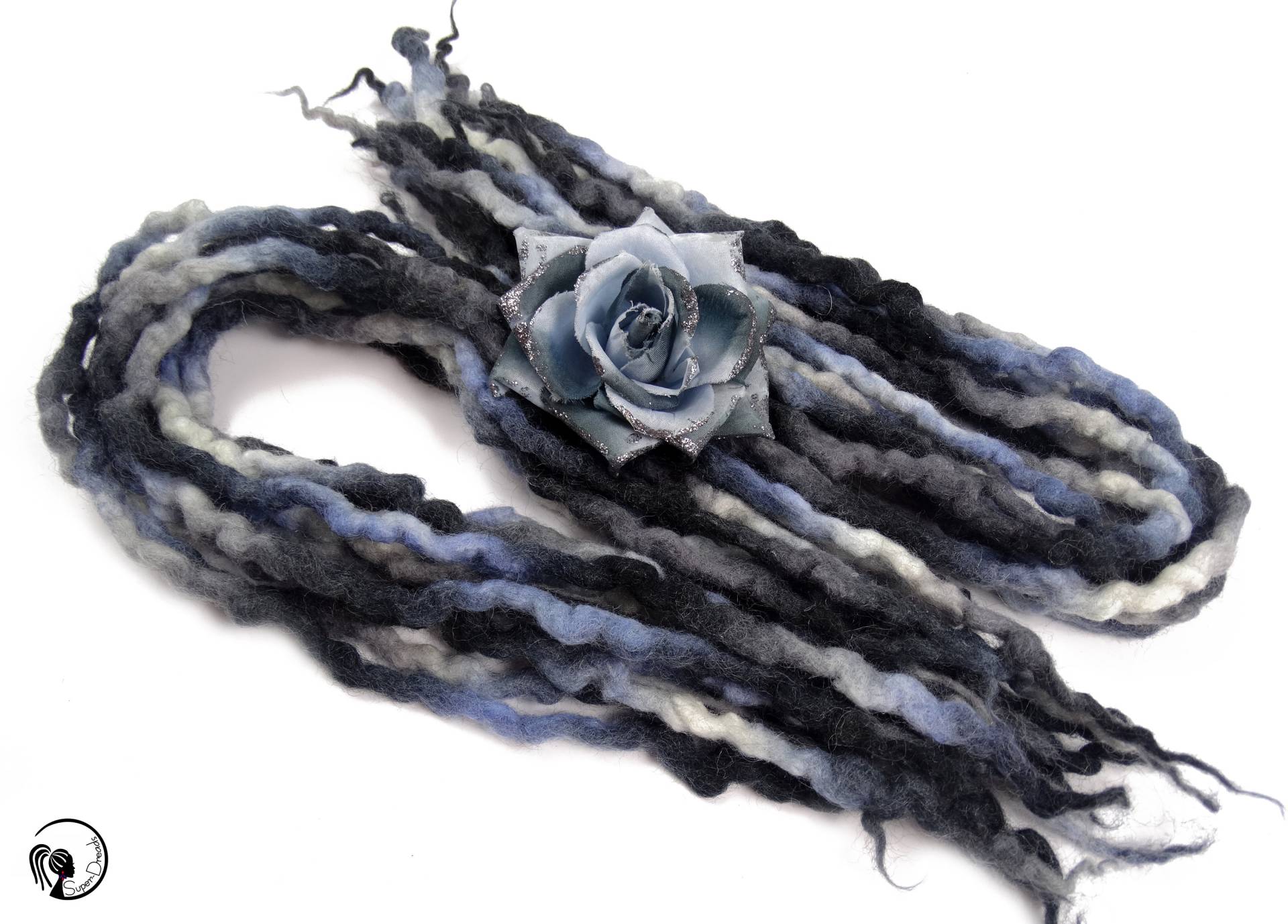 Blau Graue Wolle Dreadlocks Wellenförmige Doppelende Dreads von Etsy - SuperDreadsArt