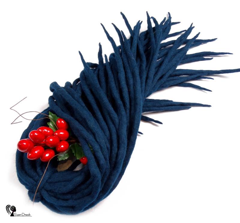 Blaue Wolle Dreadlocks, Grün Türkis Dreads, Dreadlocks Verlängerungs, Doppelendig, Dark Ocean von Etsy - SuperDreadsArt