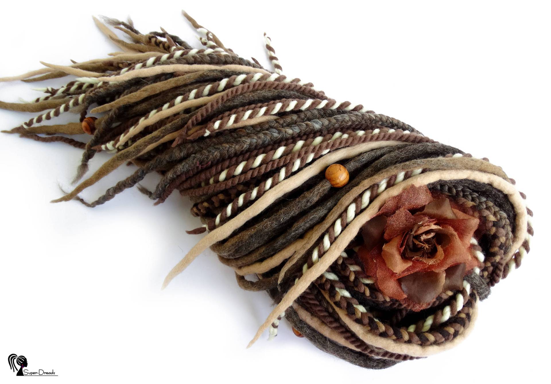 Braun & Blond Wolle Dreadlocks Erweiterungen Boho Zöpfe Mit Perlen von Etsy - SuperDreadsArt