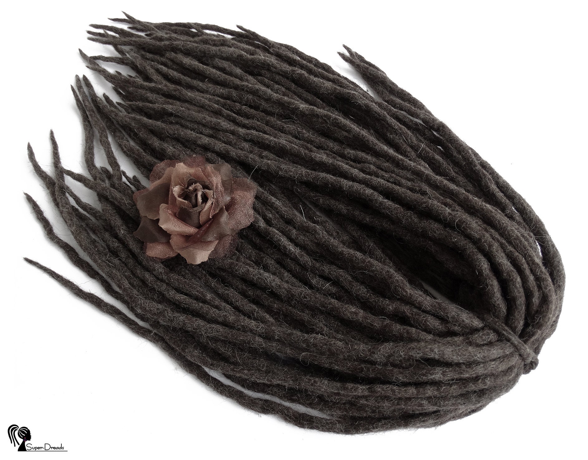 Braune Doppelendige Handgefertigte Dreadlocks Aus Merinowolle von Etsy - SuperDreadsArt