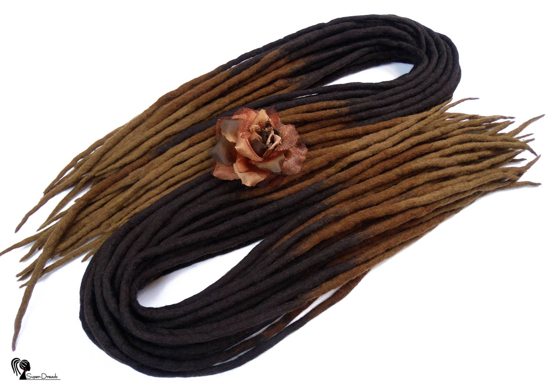 Braune Wolle Dreadlocks Bronze Ombre, Doppelseitige Dreads von Etsy - SuperDreadsArt