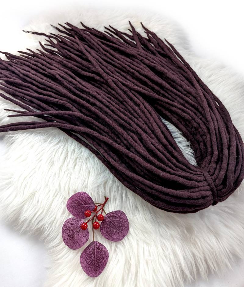 Burgund Wolle Dreadlocks Handgemachte Aubergine Doppelende Dreads von Etsy - SuperDreadsArt
