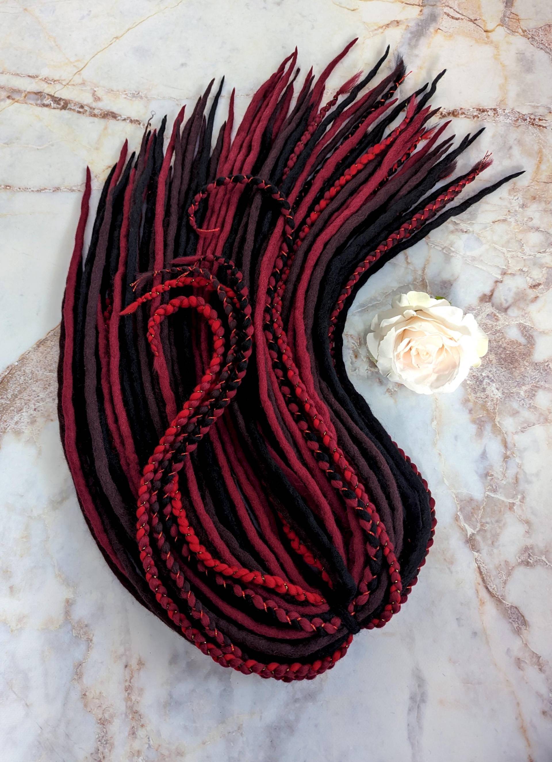 Burgunderrote Ombre Wolle Dreadlocks Rote & Schwarze Karneval Dreads von Etsy - SuperDreadsArt