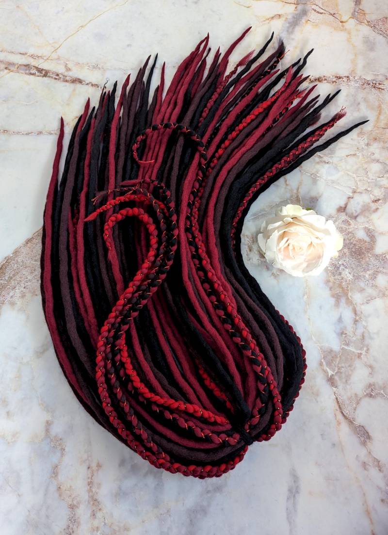 Burgunderrote Ombre Wolle Dreadlocks Rote & Schwarze Karneval Dreads von Etsy - SuperDreadsArt