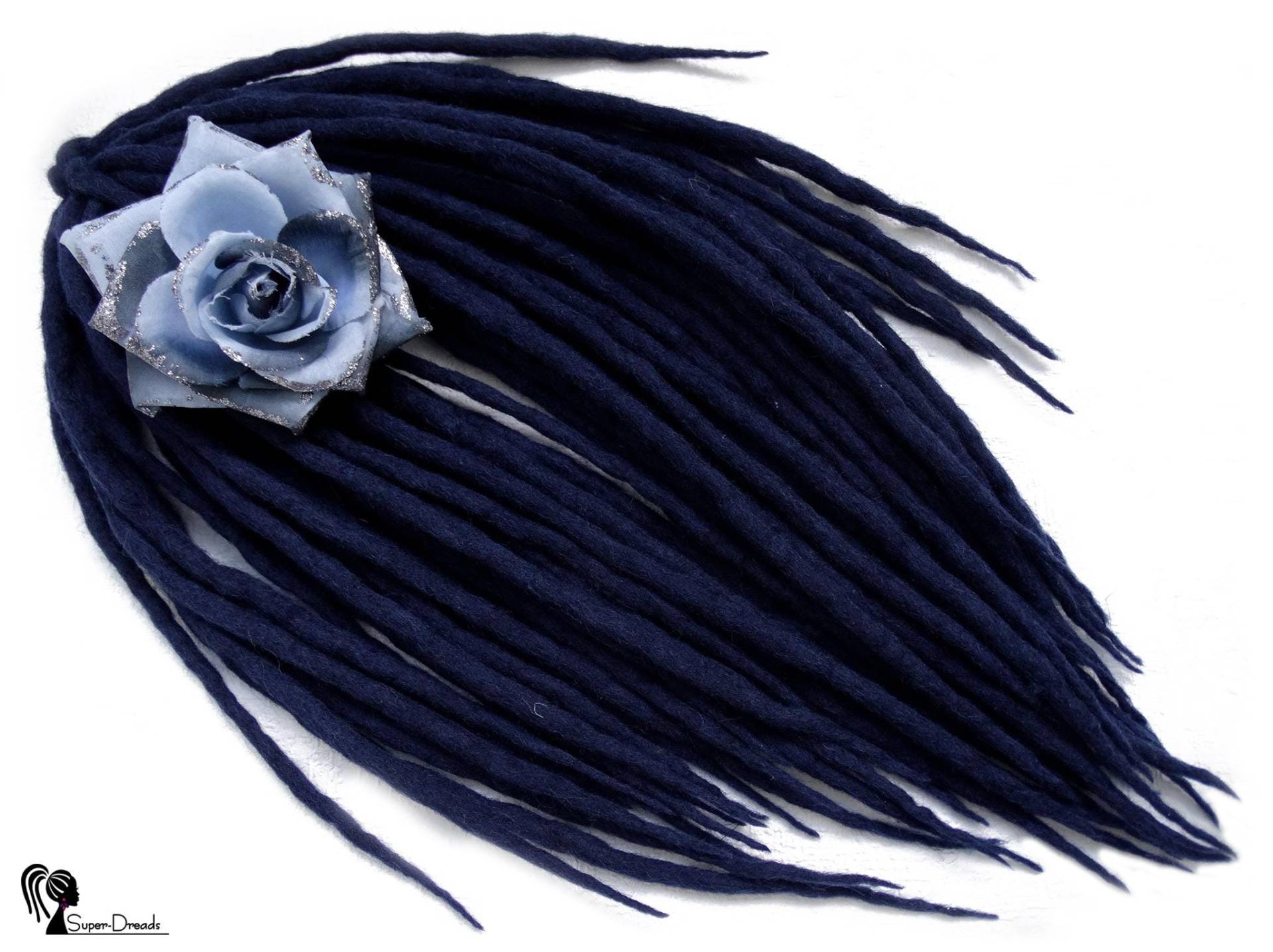 Dunkel-Marineblaue Wolle Dreadlocks Doppelendige Gothic Dreads von Etsy - SuperDreadsArt