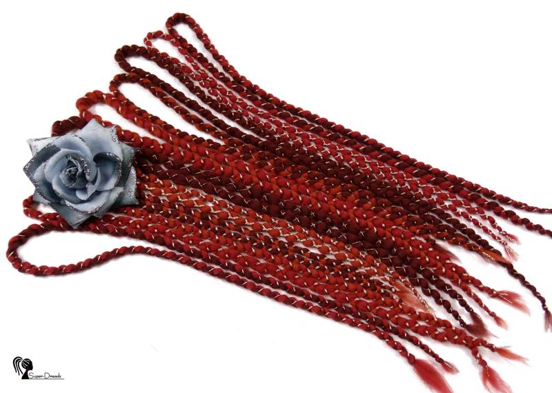 Ginger Wool Dreadlocks Braids Dunkelorange Doppelendige Dreads von Etsy - SuperDreadsArt