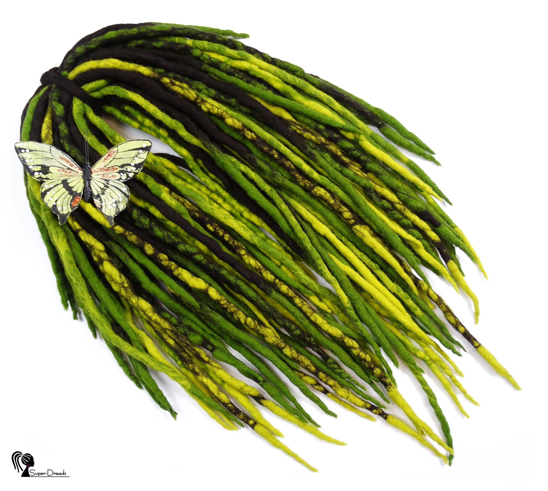 Grüne Ombre Wolle Dreadlocks Erweiterungen Dunkelbraun, Doppelendig von Etsy - SuperDreadsArt