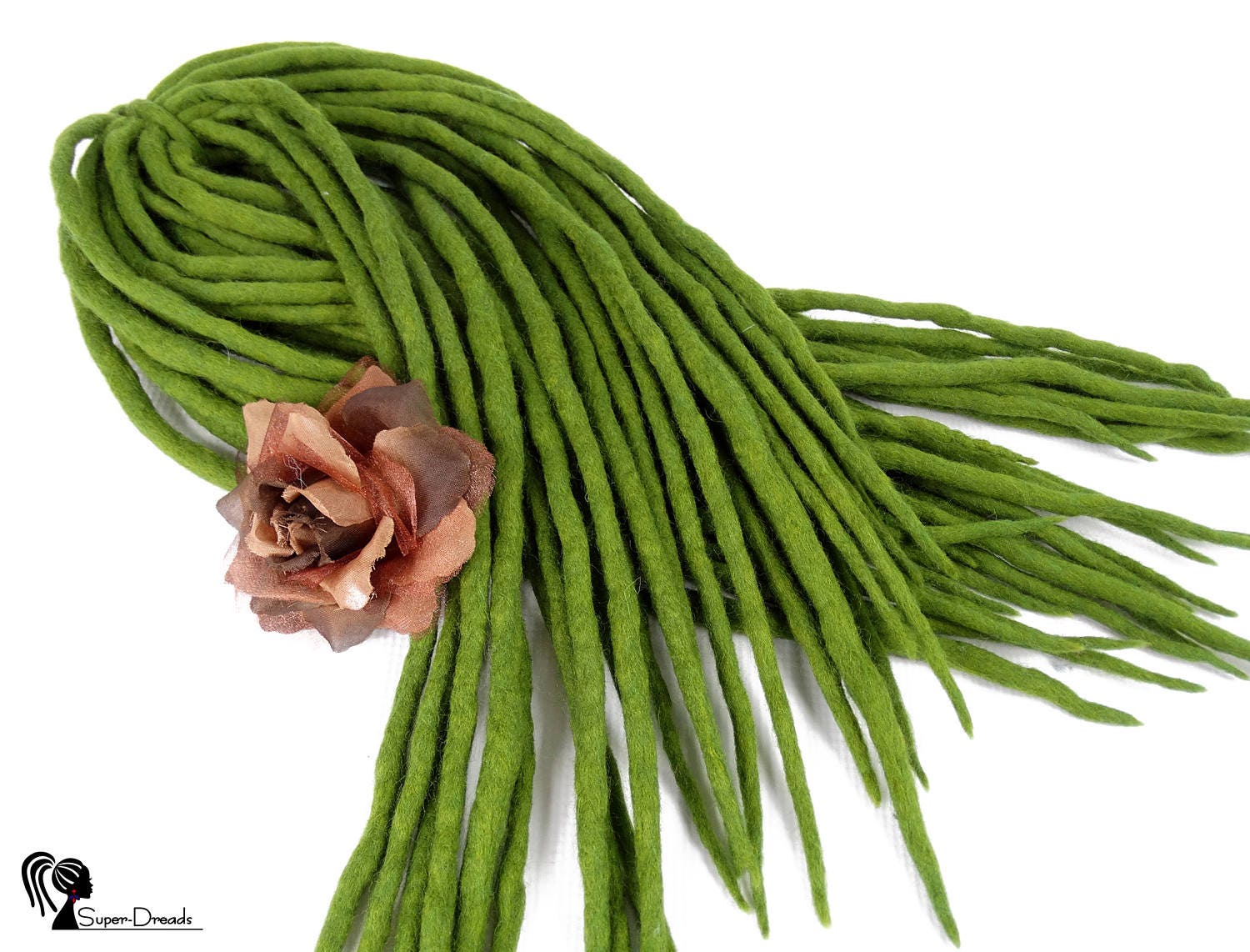 Grüne Woll Dreadlocks Doppelseitige Dreads Mit Olivgrünen Blättern von Etsy - SuperDreadsArt