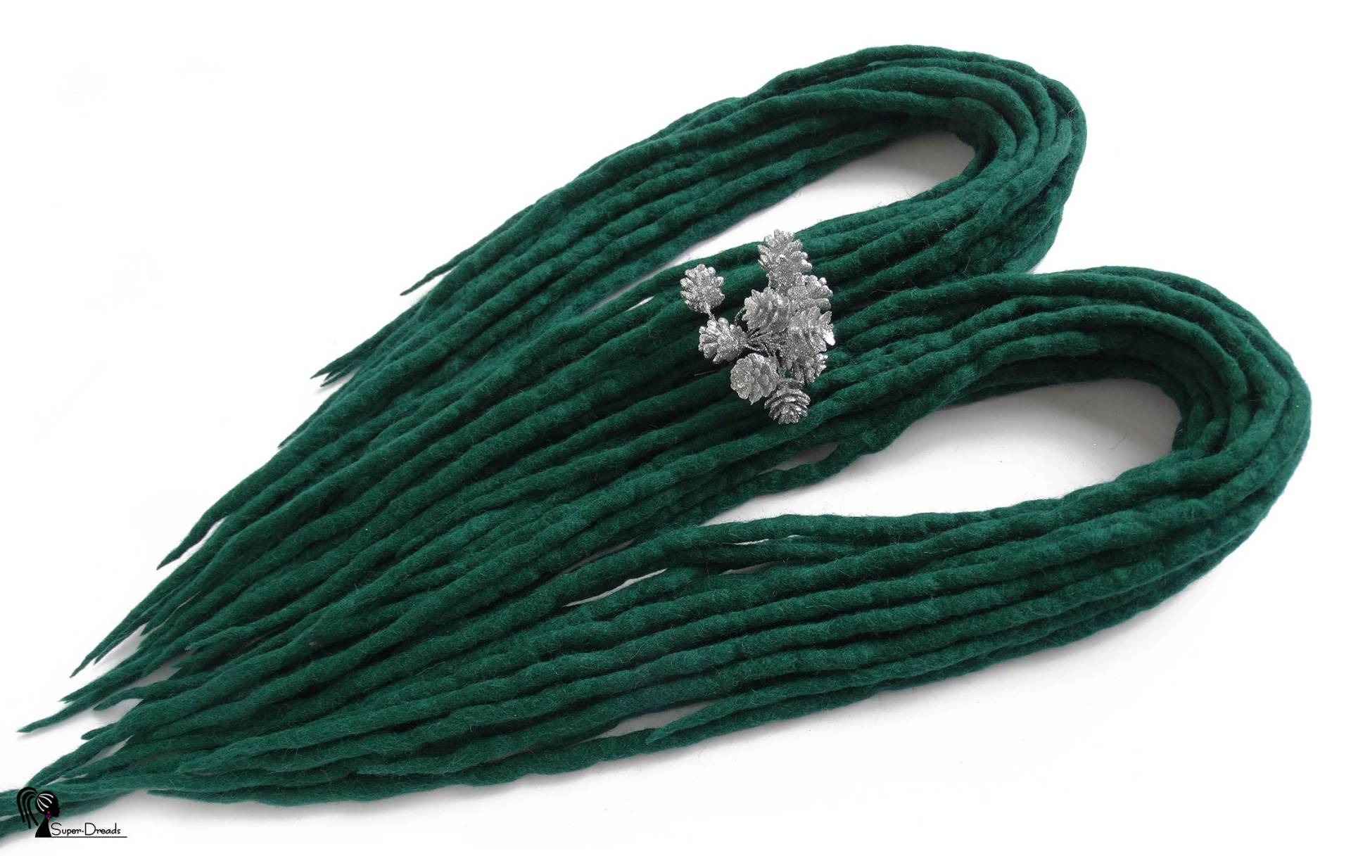 Grüne Wolle Dreadlocks Erweiterungen - Handgefertigte Doppelendige Merinowolle Dreads Für Boho Festival Frisuren von Etsy - SuperDreadsArt