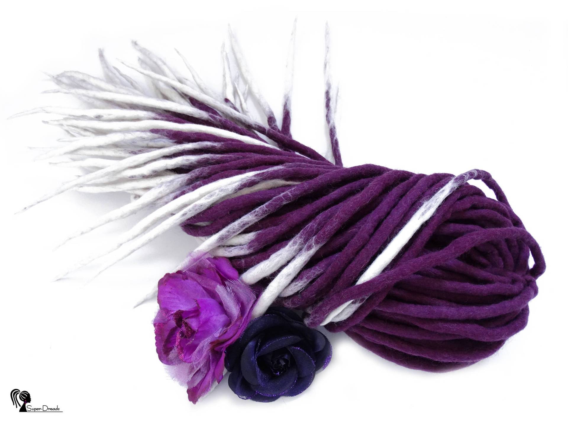 Lila Wolle Dreadlocks Weiße Doppelendige Dreads von Etsy - SuperDreadsArt