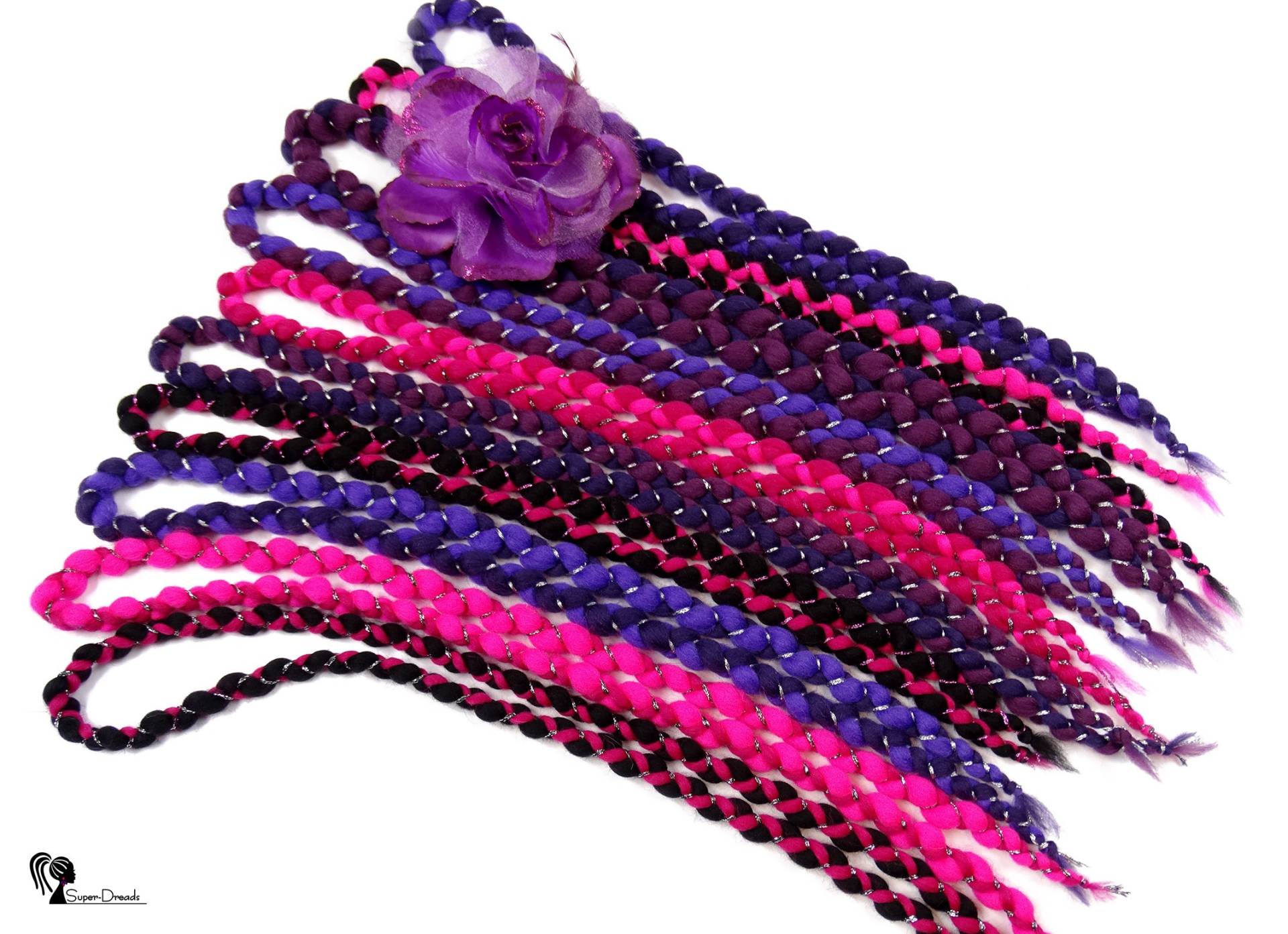 Lila & Pinke Wolle Dreadlocks Handgemachte Boho Zöpfe von Etsy - SuperDreadsArt