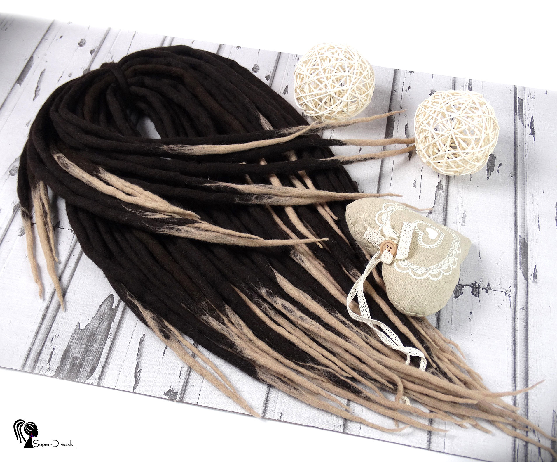 Merino Wolle Dreadlocks Braun Blond Beige Doppelendige Dreads von Etsy - SuperDreadsArt