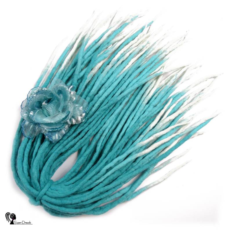 Mermaid Tail Wolle Dreadlocks Blau Zu Weiß Ombre, Doppel-Endig von Etsy - SuperDreadsArt