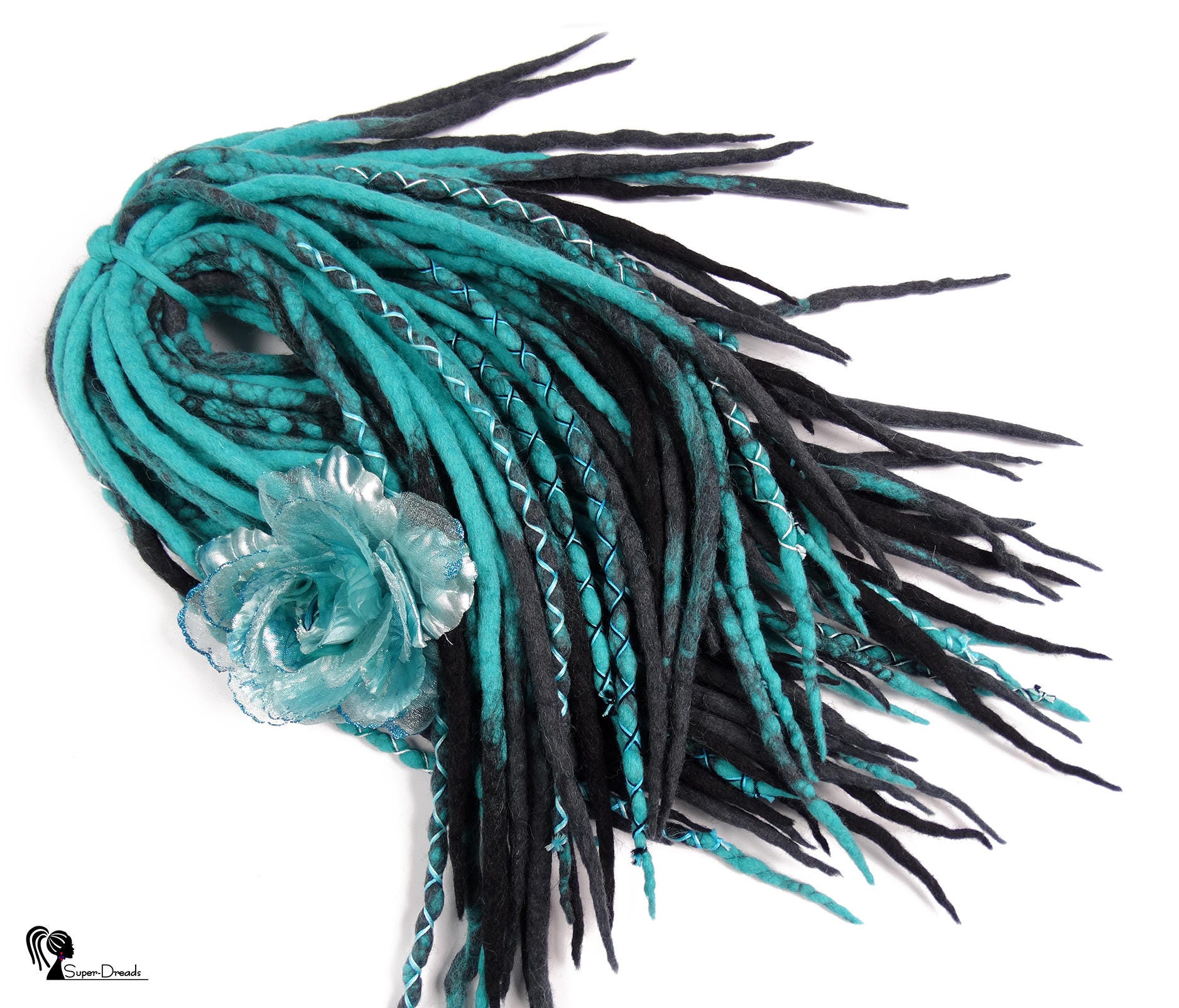 Midnight Blaue Wolle Dreadlocks Ombre Grau, Boho Haarverlängerungen von Etsy - SuperDreadsArt