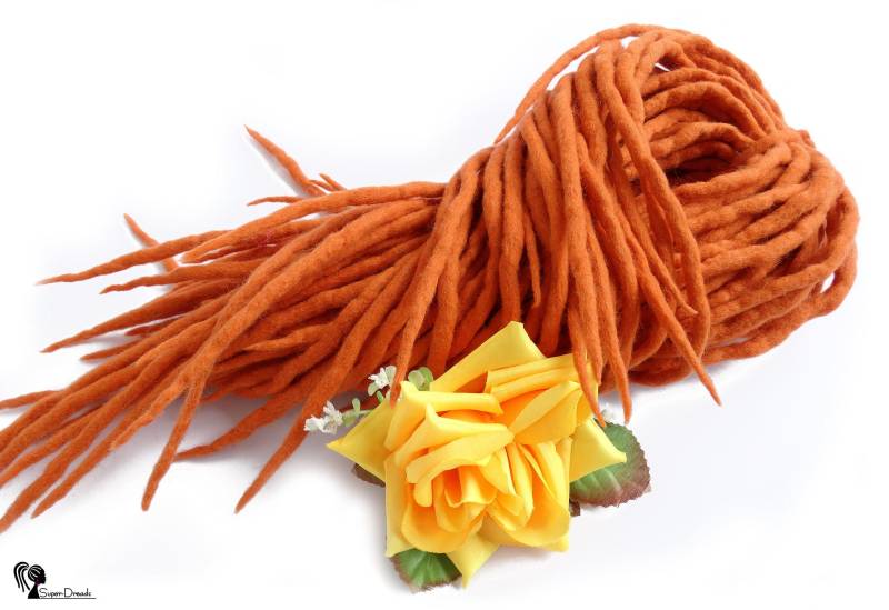 Orange Wolle Dreadlocks, Dreadlocks Erweiterungen, Doppelendig, Sweet Orange von Etsy - SuperDreadsArt