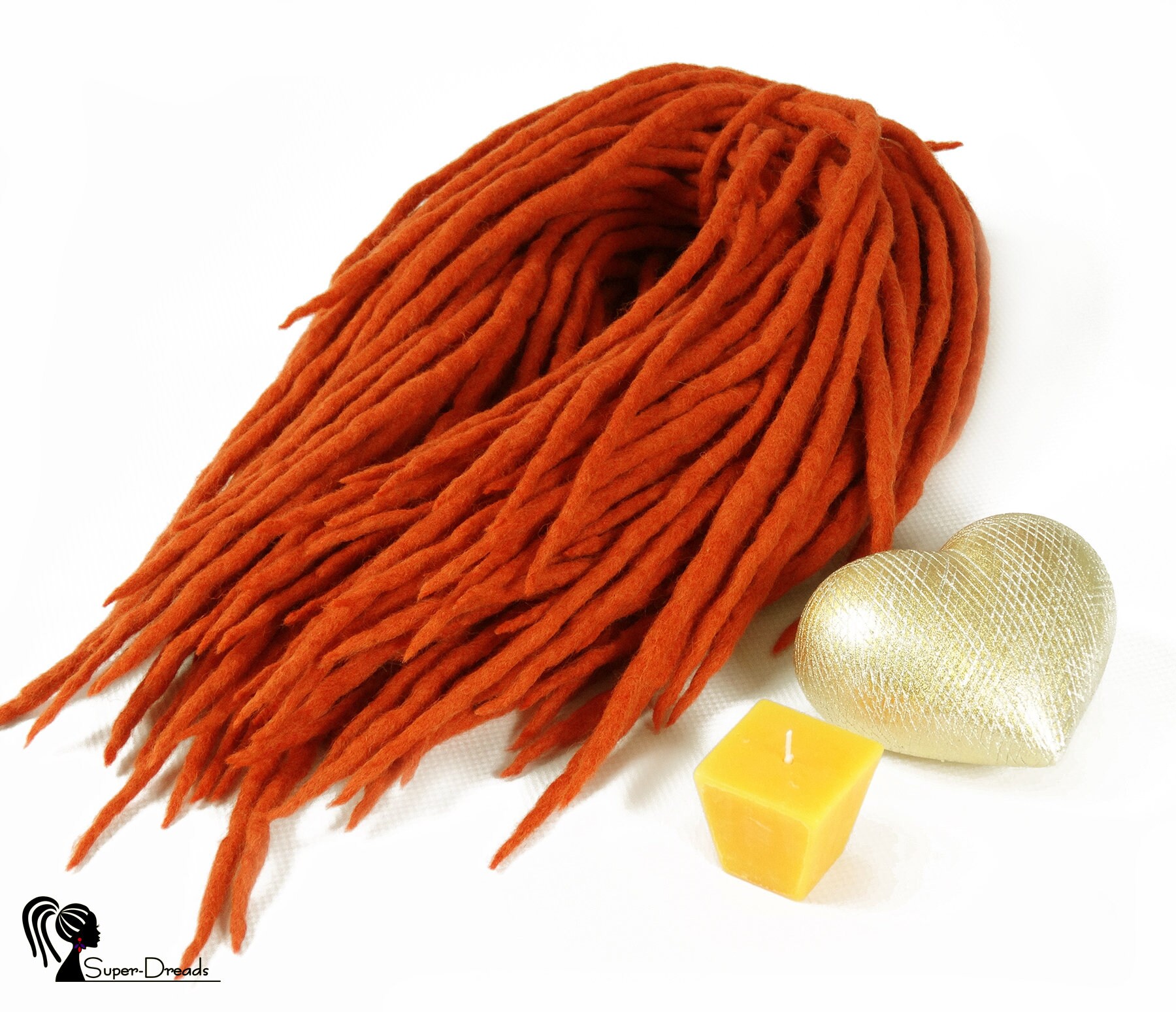 Orange Wolle Dreadlocks Handgemachte Dreadverlängerungen von Etsy - SuperDreadsArt