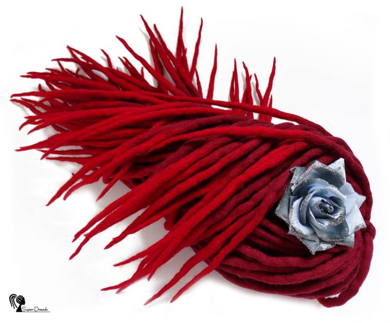 Rote Wolle Dreadlocks, Burgundy Ombre Dreads, Dreadlocks Erweiterungen, Doppelendig, Wild Rose von Etsy - SuperDreadsArt