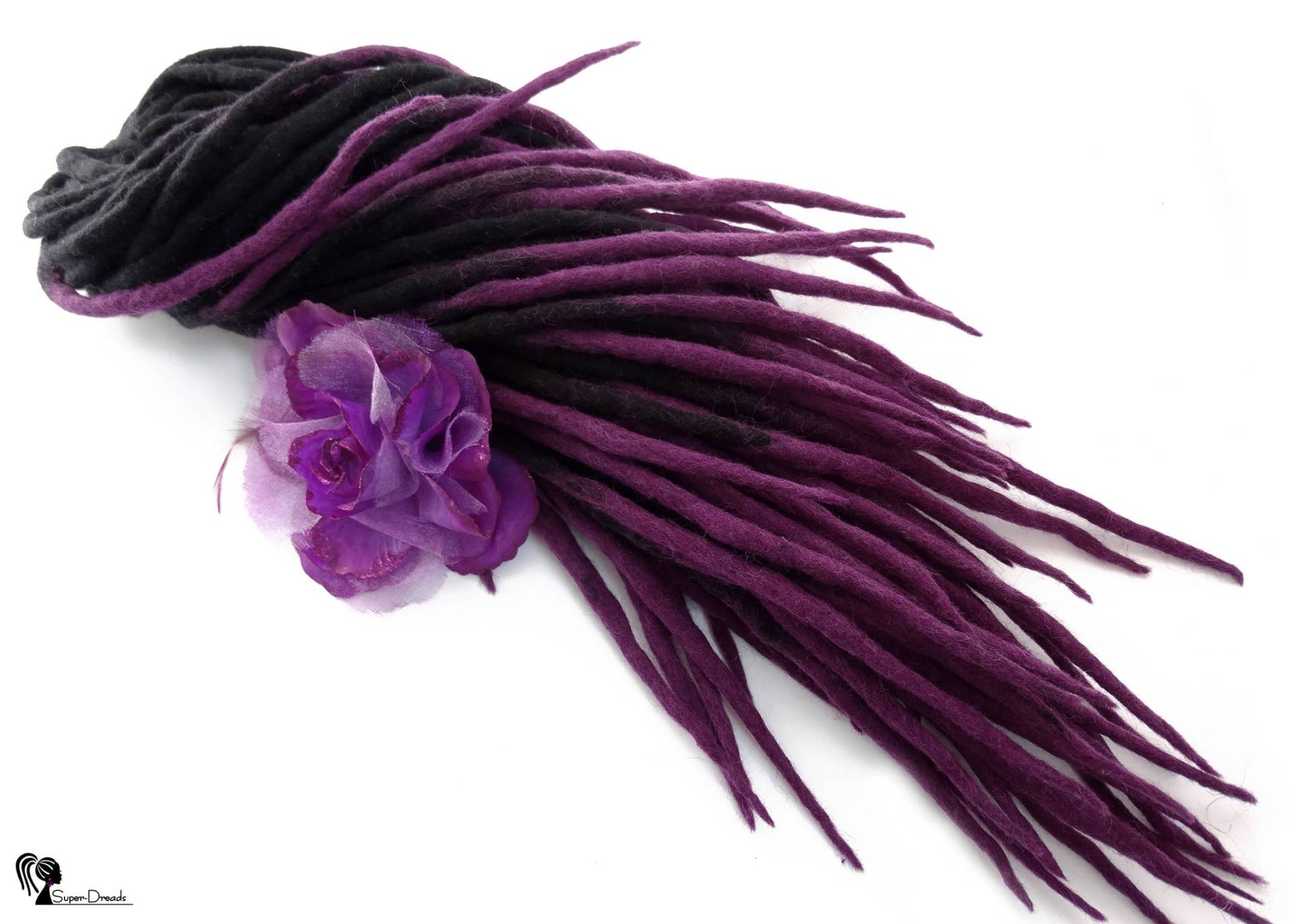 Schwarz Lila Wolle Dreadlocks Doppelseitige Ombre Dreads von Etsy - SuperDreadsArt