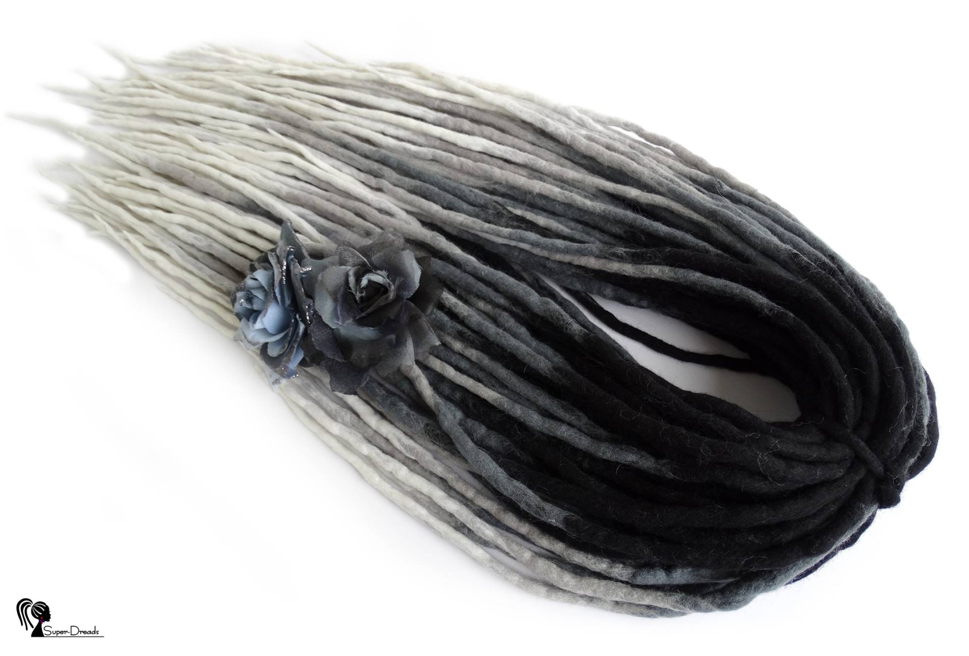Schwarz Zu Weiß Wolle Dreadlocks Erweiterungen Graues Ombre, Doppelendig von Etsy - SuperDreadsArt