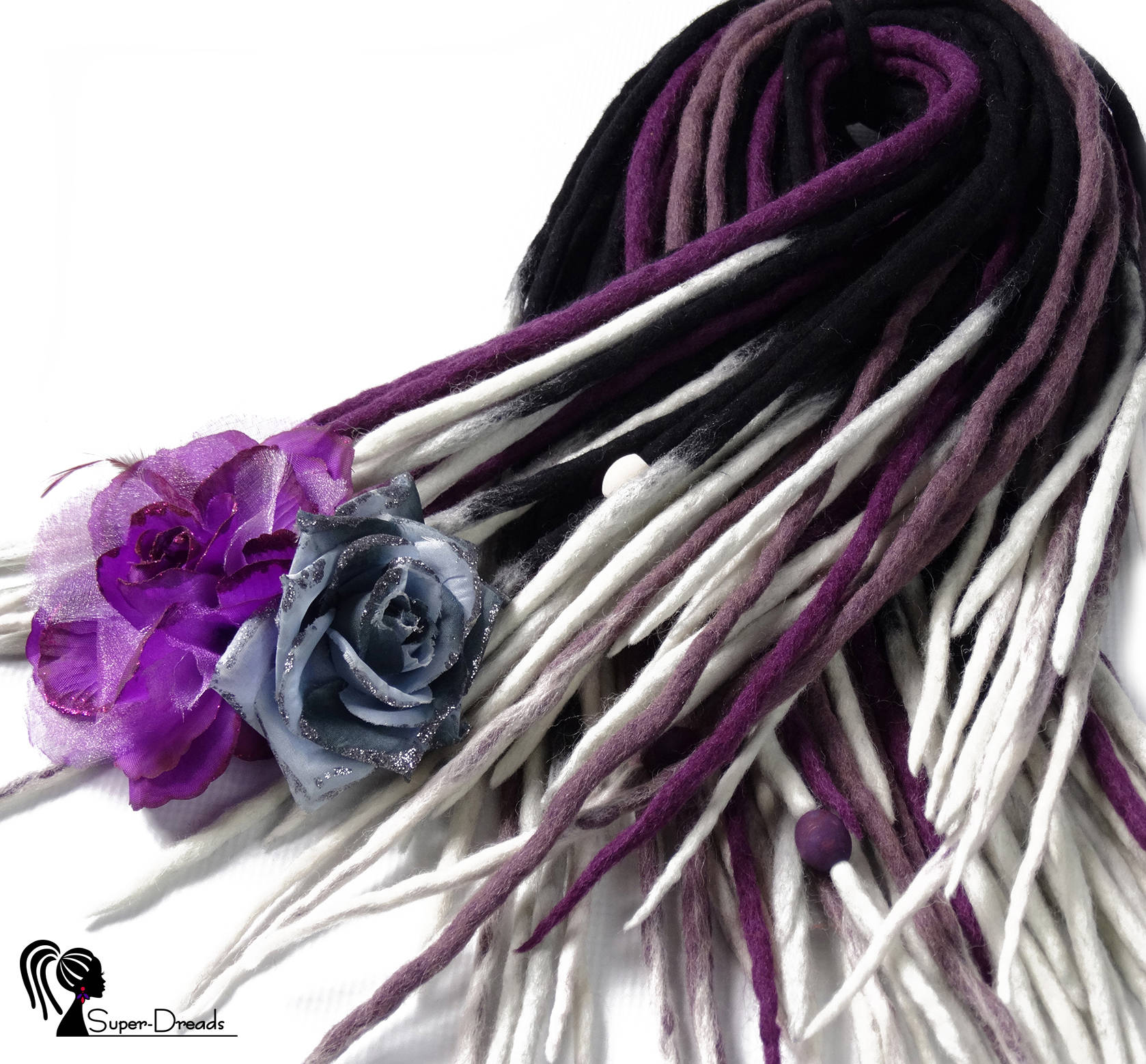 Schwarz & Lila Wolle Dreadlocks Weiß Ombre Doppelendige Dreads von Etsy - SuperDreadsArt