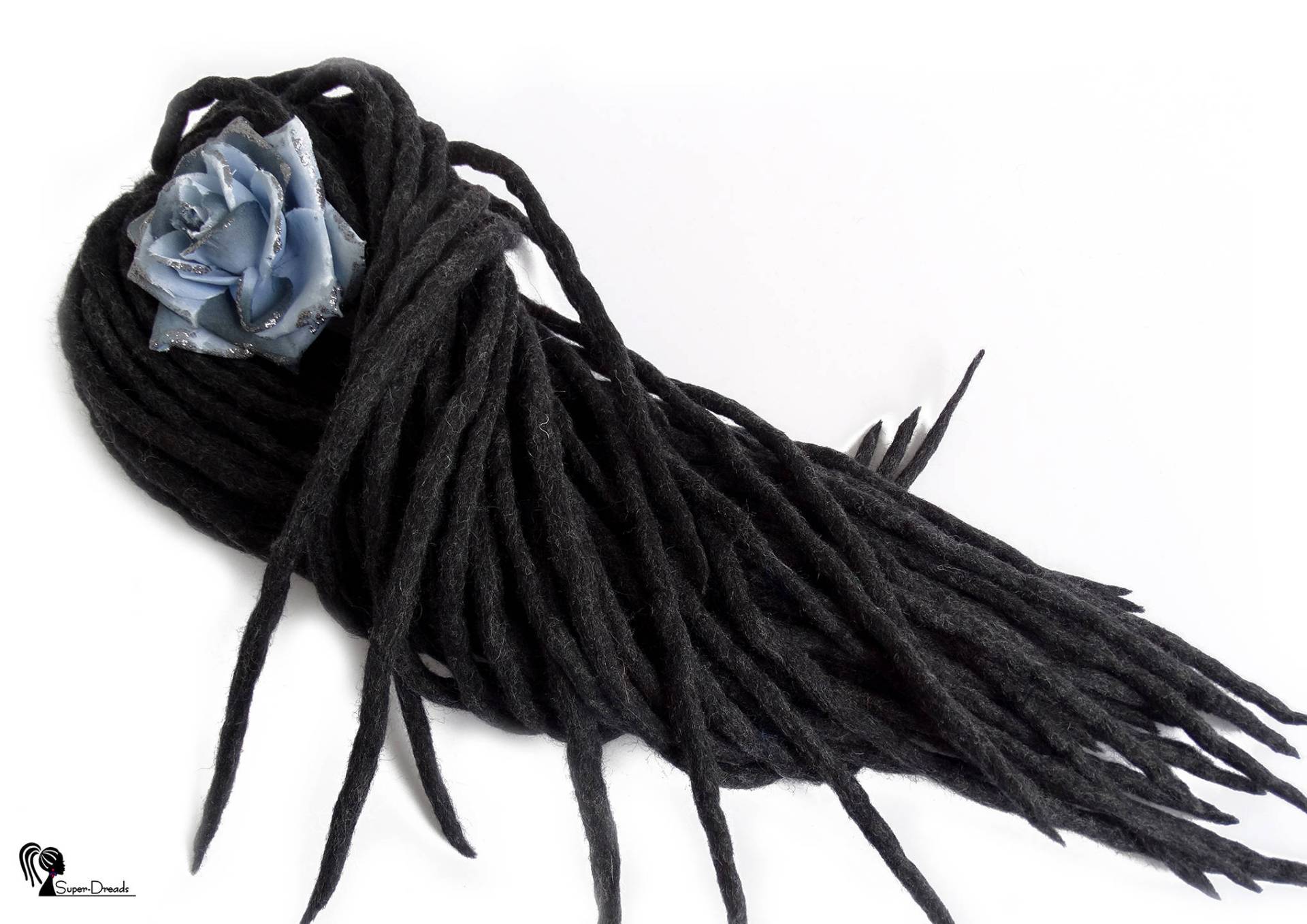 Schwarze Merino Wolle Dreadlocks Handgefertigte Doppelende Dreads von Etsy - SuperDreadsArt