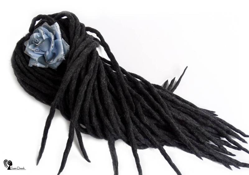 Schwarze Merino Wolle Dreadlocks Handgefertigte Doppelende Dreads von Etsy - SuperDreadsArt